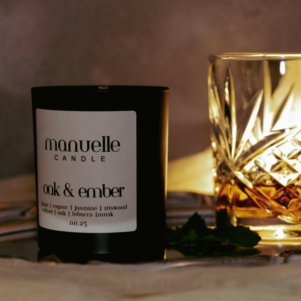 Oak & Ember Luxurious Scented Masculine Candle.